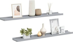 vidaXL Rafturi rame foto cu bordură, 2 buc., gri, 80 x 9 x 3 cm, MDF