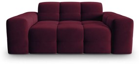 Canapea Kendal cu 2 locuri si tapiterie din catifea, rosu inchis