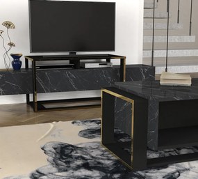 Măsuţă de Cafea Bianco, 106.4 x 60 x 40.4 cm, Negru / Auriu