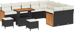 vidaXL Set de canapele pentru grădină 13 pcs Negru și Crem poliratan