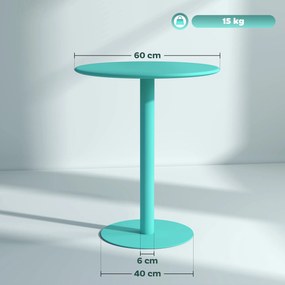 HOMCOM Masă de dining rotundă pentru 2 persoane Ø60 cm modernă cu bază rotundă cadru din oțel pentru interior și exterior verde | Aosom Romania