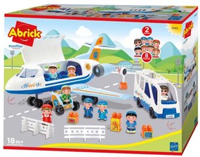 Joc de construit avion si autobuz Abrick Ecoiffier cu scari si 8 figurine, 3065