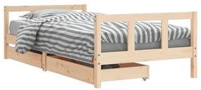 834417 vidaXL Cadru de pat pentru copii cu sertare, 90x190 cm, lemn masiv pin
