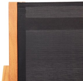 Scaun gradina cu taburet, lemn masiv de eucalipt  textilena 1, Negru, Cu suport de picioare