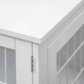 PawHut Cușcă pentru câine 2 în 1 masă de suport cu 2 uși cu sistem de siguranță - dim. 76L x 54.5l x 56H cm - Metal și MDF | Aosom Romania