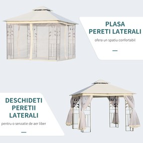 Outsunny Foisor de Exterior 3x3m cu Plasa pentru Tantari si Cadru din Otel Alb | Aosom Romania