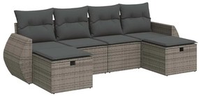 3325626 vidaXL Set mobilier grădină cu perne, 6 piese, gri, poliratan