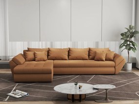 Colțar extensibil dumonde cu ladă de depozitare si sezut confortabil din spuma high-density, Loana XL Enjoy Mango 335x185 cm