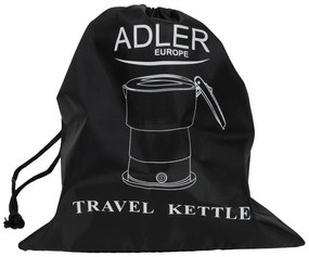 Fierbator pentru calatorii Adler AD 1377, 600W, 0.6 L, Corp din silicon pliabil, Protectie la supraincalzire, Indicator luminos, Alb