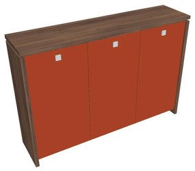 Dulap mediu pentru haine Verno 188 x 46 x 130 cm, uși de sticlă, nuc / portocaliu