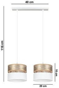 Lustră pe cablu LIMA 2xE27/60W/230V aurie/albă