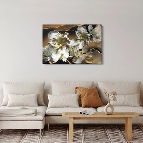 Tablou - Flori de orhidee pe fundal de marmură (90x60 cm)