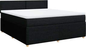 vidaXL Pat box spring cu saltea, negru, 180x200 cm, catifea