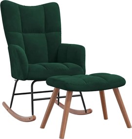 vidaXL Scaun balansoar cu taburet, verde închis, catifea