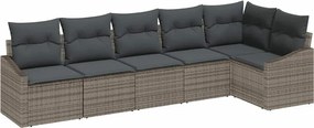vidaXL Set de canapele pentru grădină cu pernă 6 pcs Gri poliratan