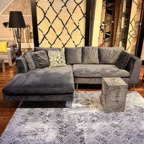 COLTAR CATIFEA LUX CONCEPT, 240X160X69 CM, CULOARE GRI INCHIS, MONTAJ DREAPTA, SEZUT SPUMA, CADRU LEMN, PICIOARE INOX, PERNE INCLUSE