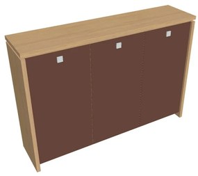 Dulap mediu pentru haine Verno 188 x 46 x 130 cm, uși de sticlă, stejar deschis / maro