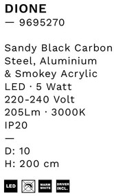 Pendul LED modern, Metal, Negru, Acrilic, DIONE