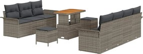 vidaXL Set de canapele pentru grădină cu pernă 10 pcs Gri poliratan