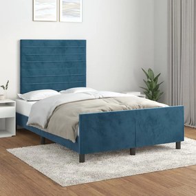 3125810 vidaXL Cadru de pat cu tăblie, albastru închis, 120x200 cm, catifea