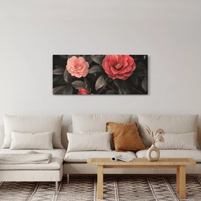 Tablou - Flori roșii pe fundal întunecat (120x50 cm)