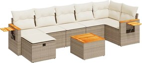 vidaXL Set canapele de grădină, 8 piese, cu perne, bej, poliratan