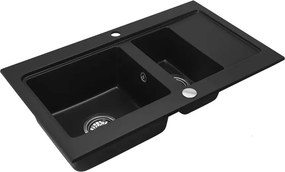 Chiuveta compozit Rea Fox negru mat 78x47 cm