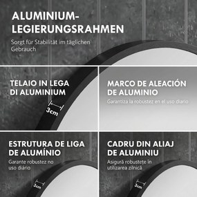 HOMCOM Oglindă pentru Baie cu Ramă din Aluminiu, 40x70 cm, Negru | Aosom Romania