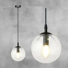 Lustră pe cablu COSMO 1xE14/10W/230V d. 14 cm negru/transparent