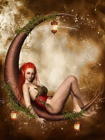 Ilustrație Fairy on a crescent moon, FairytaleDesign