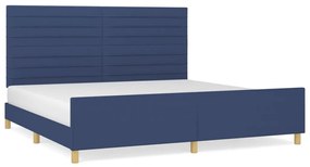3125168 vidaXL Cadru de pat cu tăblie, albastru, 200x200 cm, textil