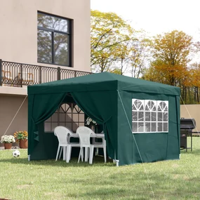 Foisor Impermeabil Outsunny cu Paneluri Laterale Pliabile 3x3m, Verde | Aosom RO