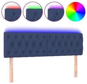 3121960 vidaXL Tăblie de pat cu LED, albastru, 160x7x78/88 cm, textil