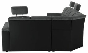 Colţar, piele ecologică negru/material, model dreapta, SANTIAGO U