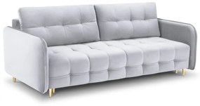 Canapea extensibila Scaleta cu 3 locuri, tapiterie din catifea si picioare din metal auriu, argintiu