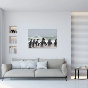 Tablou pinguini în ocean (90x60 cm)