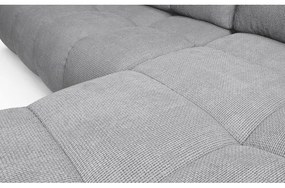 Colțar extensibil tapițat ALMADA, cu spațiu de depozitare, în formă de L, orientare dreaptă, gri