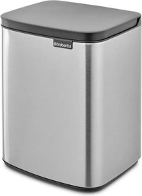 Cos de gunoi Brabantia Bo Small 1006632, 7 l, Deschidere lina si silentioasa, Baza antiderapanta, Rezistent la amprente, Otel inoxidabil/Mat