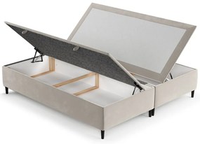 Pat matrimonial crem tapițat cu spațiu de depozitare 140x200 cm Tate – Maison de Rêve