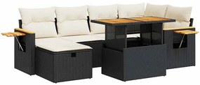 3328134 vidaXL Set mobilier de grădină cu perne, 8 piese, negru, poliratan