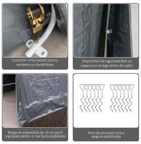 Outsunny Copertina pentru Masini, Motociclete si Biciclete, pentru exterior din Metal si Tesatura PE, Gri | Aosom Romania