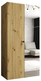 Dulap de haine 100 cm Parna 2 (Stejar artisan + Negru). 1125910