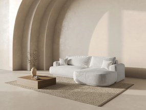 Coltar extensibil dreapta 5 locuri, modular, cu lada depozitare, Ella, Micadoni Home, 271x174x94 cm, tesatura boucle, bej deschis