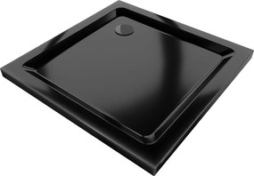 Mexen Flat cabină de duș pătrată slim 100 x 100 cm, neagră, sifon negru - 40701010B