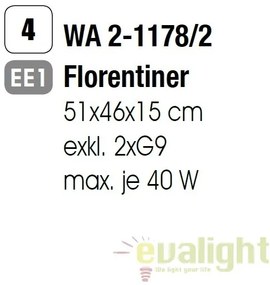 Aplica de perete design rustic Lilia WA 2-1178/2 Florentiner OR