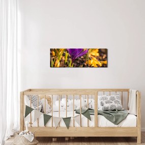 Tablou cu floare violetă (cu ceas) (90x30 cm)