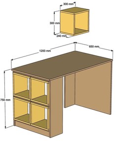 Masă PC Babar (Nuc + Galben). 1088232