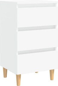 vidaXL Noptieră cu picioare lemn masiv, alb, 40x35x69 cm