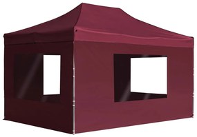 vidaXL Cort de petrecere pliabil cu pereți roșu vin, 4,5x3 m, aluminiu