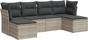 vidaXL Set canapele de grădină cu perne, 6 piese gri deschis poliratan